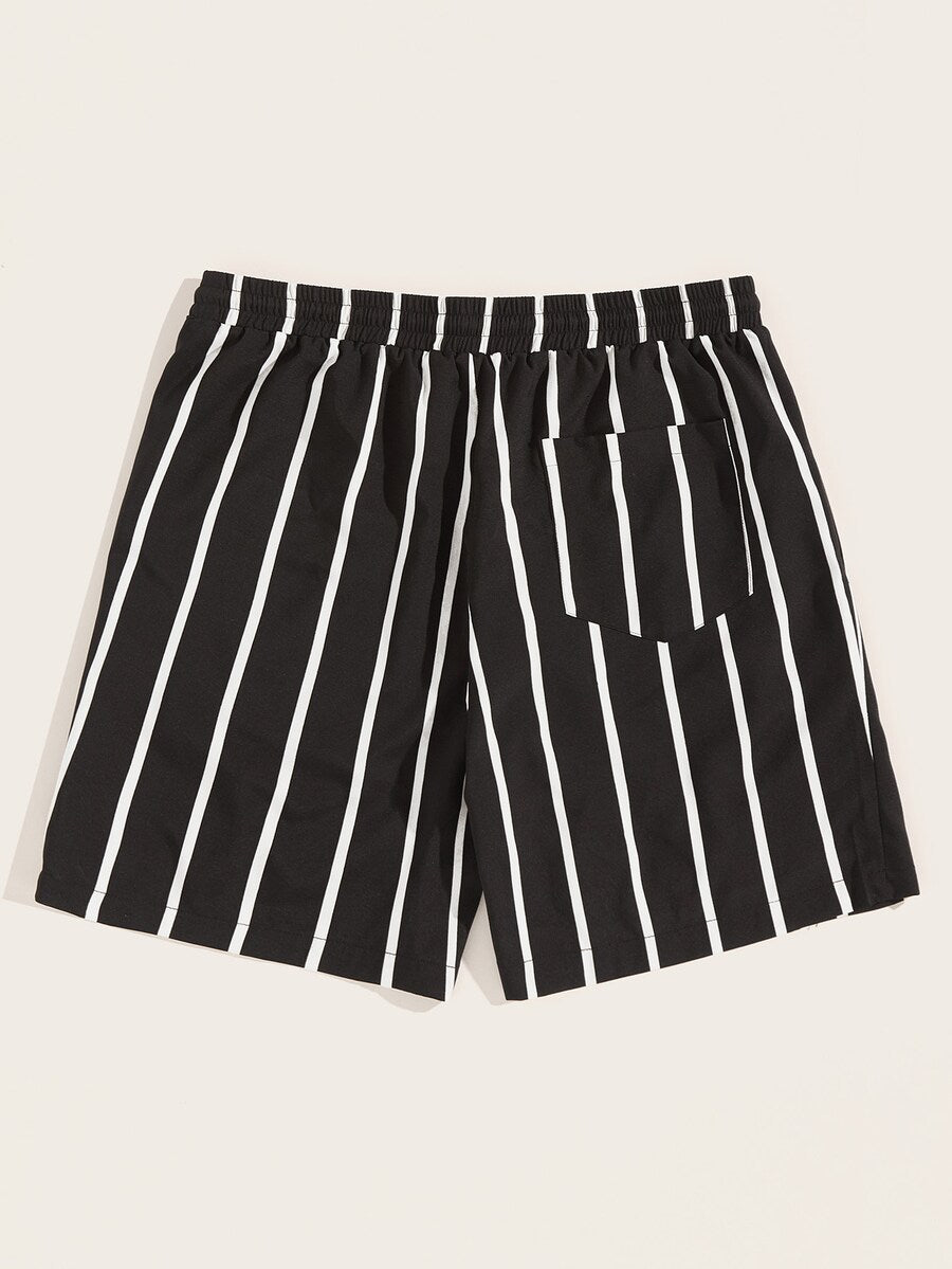 Drawstring Waist Vertical Striped Shorts