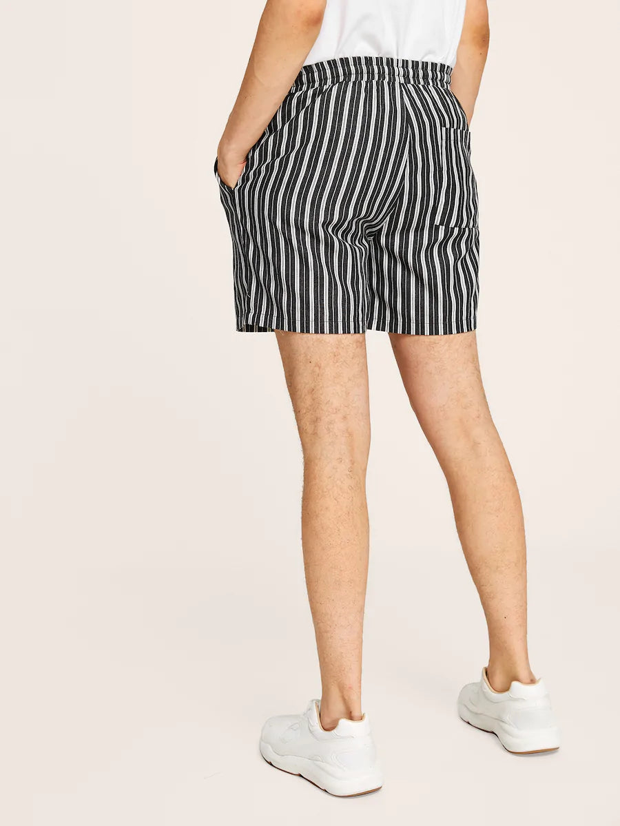 Drawstring Slant Pocket Striped Shorts
