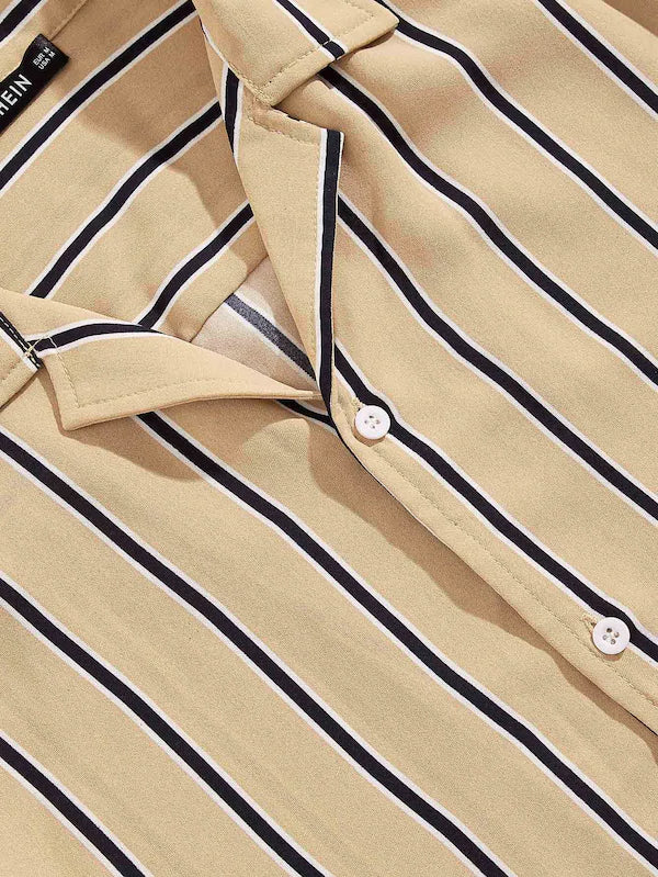 Striped Short Sleeve  Button Up Shirt