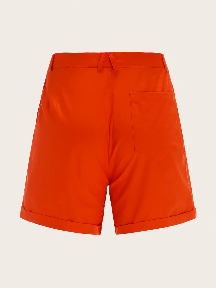 Patched Rolled Hem Shorts